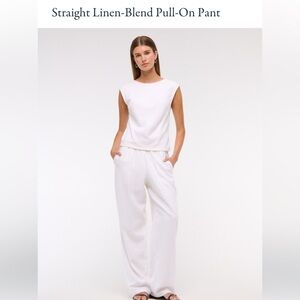 A&F Straight Linen Blend Pull-on pant white